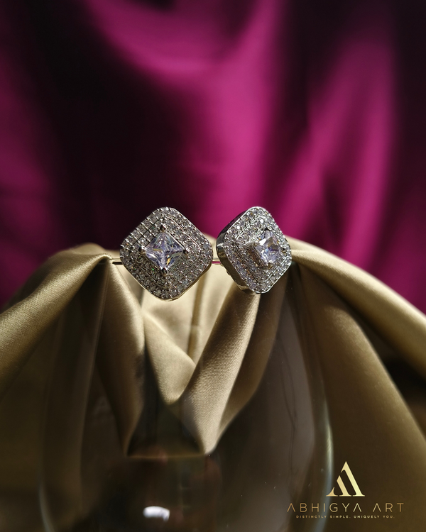 Square Elegance Crystal Stud Earrings