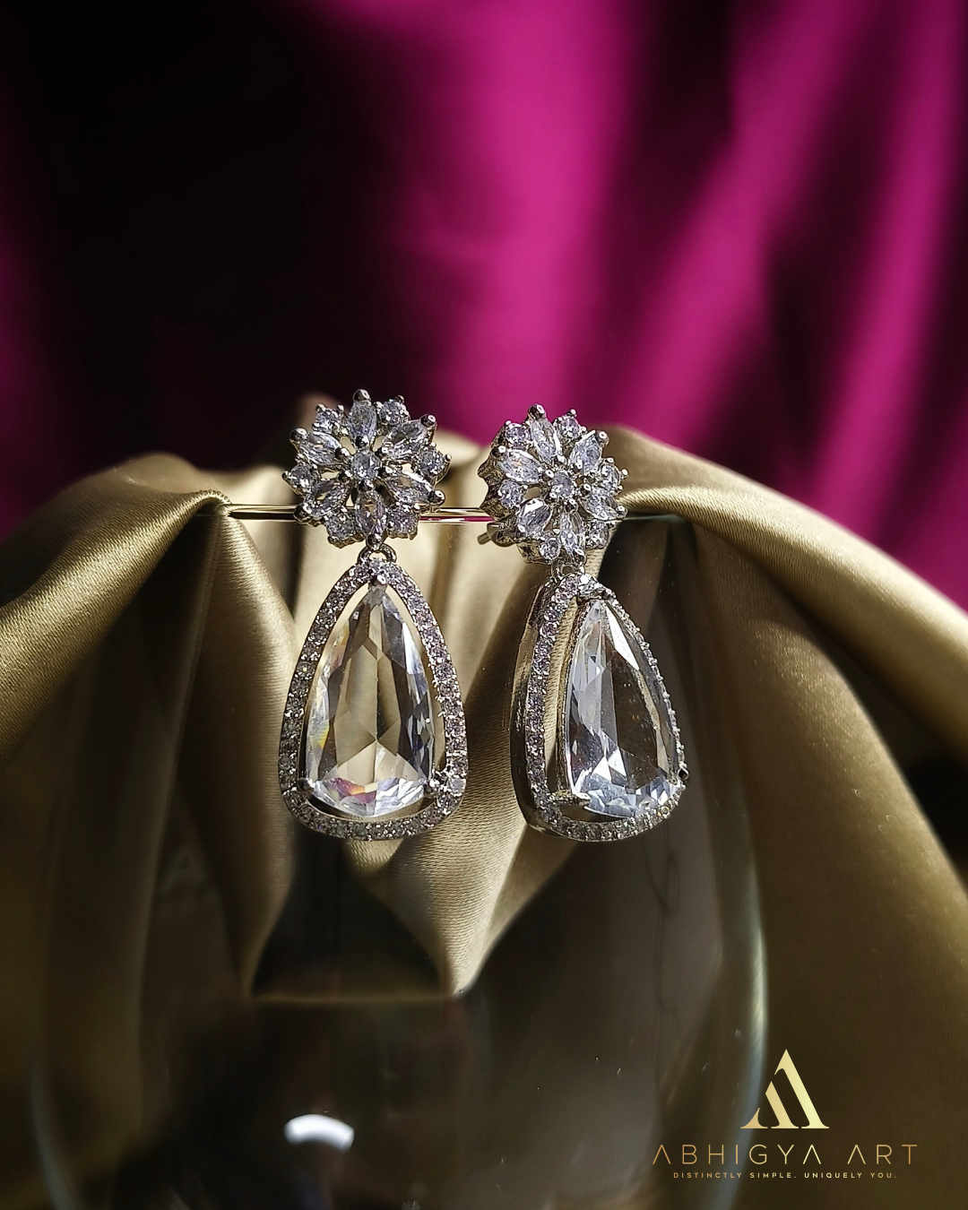 Crystal Bloom Teardrop Earrings