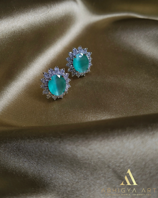 AD Oval Halo Stud Earrings