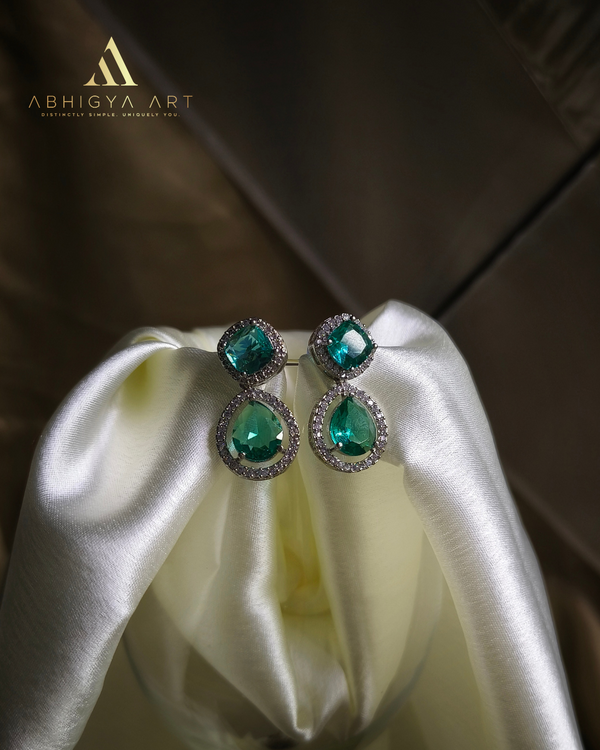 Emerald Green AD Drop Earrings