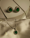 Elegant Oval AD Pendant & Stud Earrings Set