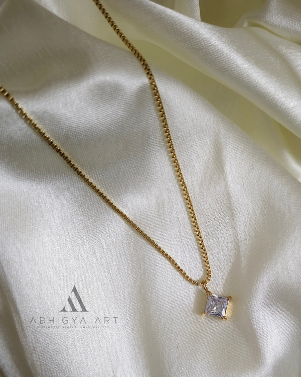 Square Solitaire CZ Pendant