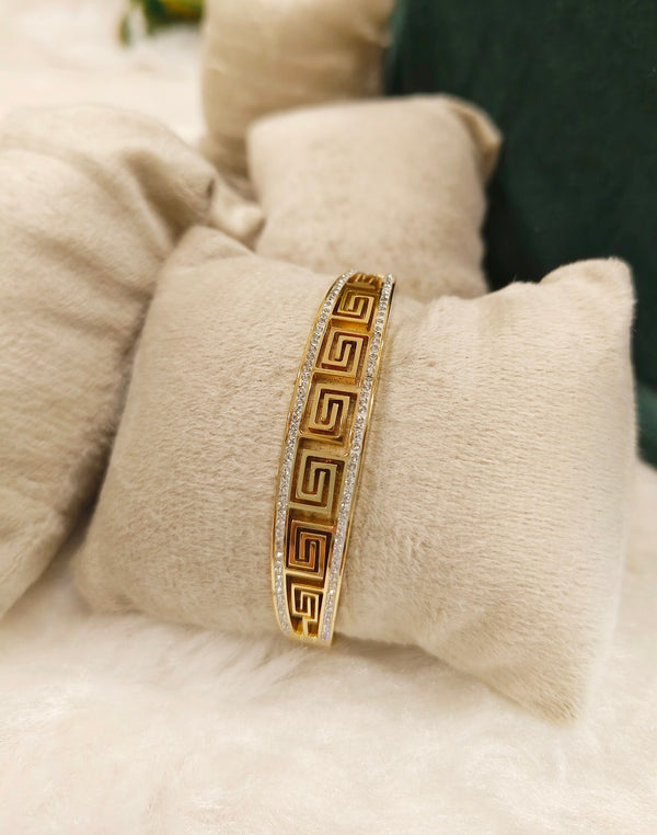 Greek Key CZ Bangle