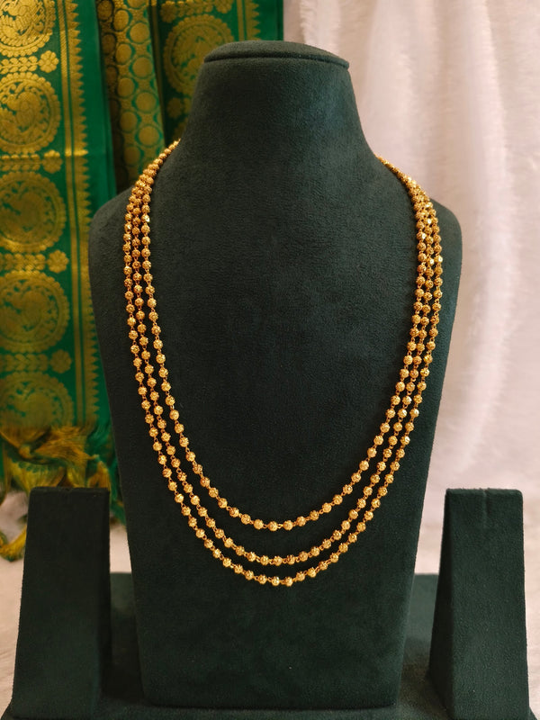 Triple-Layer Gold Bead Long Haar