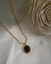 Round Gemstone Pendant (Green & Black) - Abhigya Art