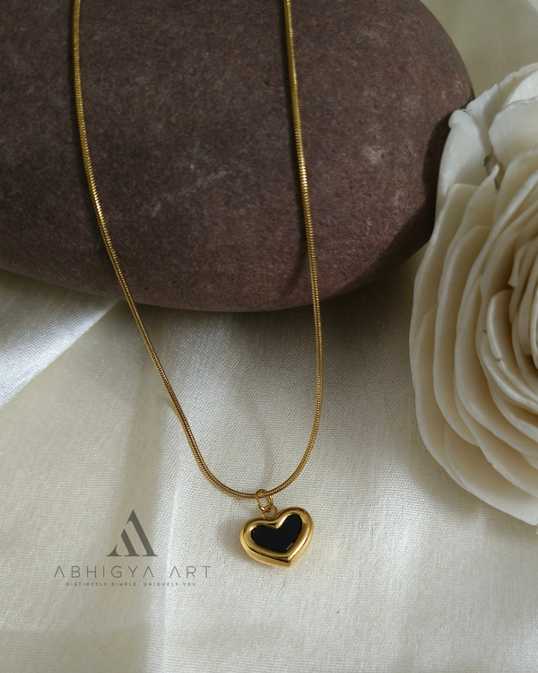 Black Enamel Heart Pendant