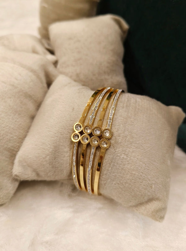 Floral Cluster CZ Stack Bangle