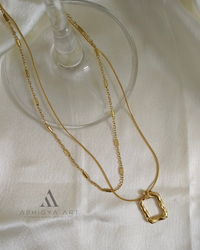 Gold Clover Outline Pendant - Abhigya Art