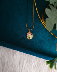 Pink Round Floral Pendant - Abhigya Art
