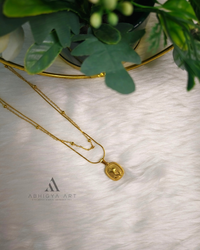 Gold Medallion Coin Pendant - Abhigya Art