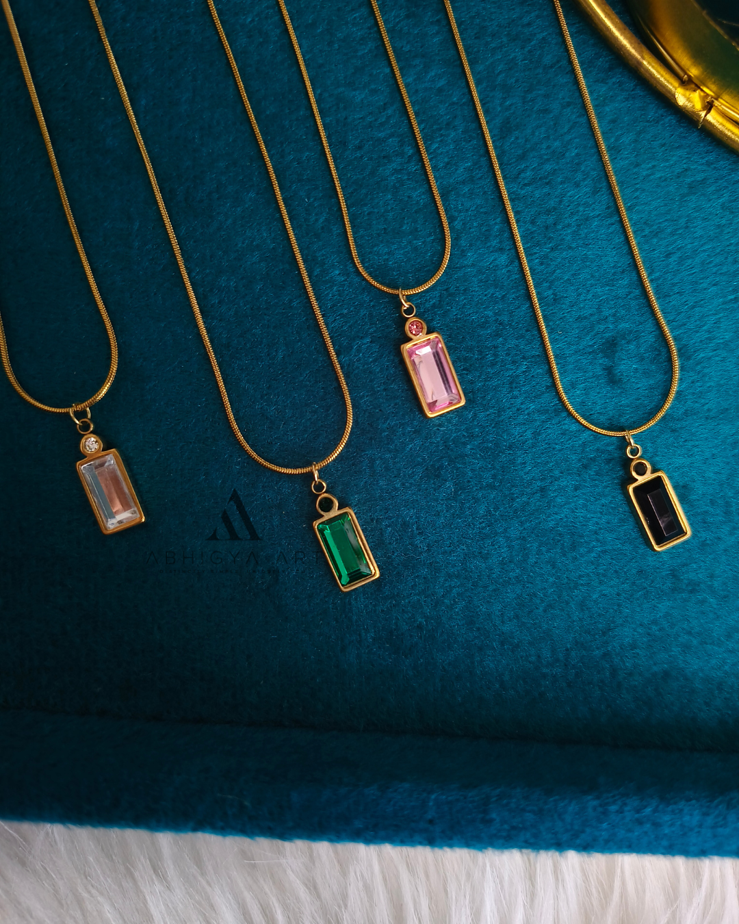 Rectangle Gemstone Bezel Pendant