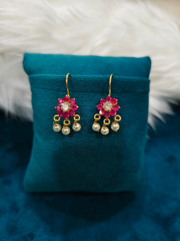 Floral Ruby Pearl Drop Bugadi