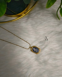 Grey Marble Oval Pendant - Abhigya Art