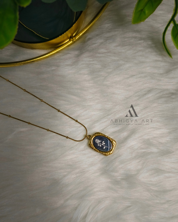 Grey Marble Oval Pendant