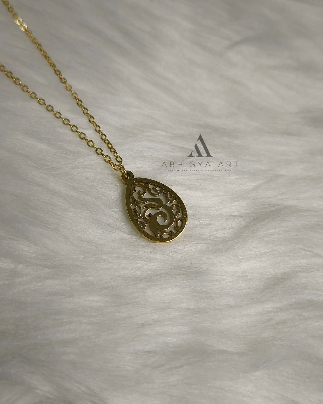 Engraved Paisley Oval Pendant