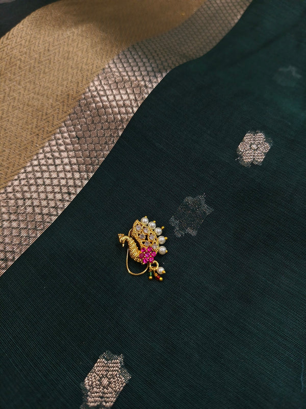 Petite Gold Pink Stone Nath