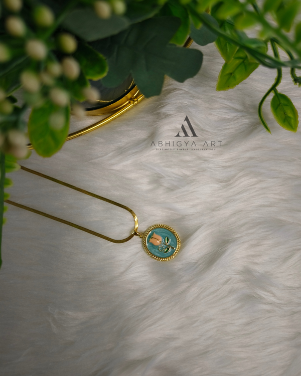 Turquoise Enamel Oval Pendant