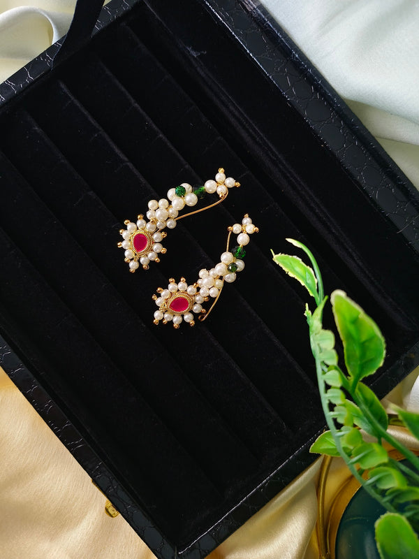 Pearl Bloom Ruby Ear Cuff
