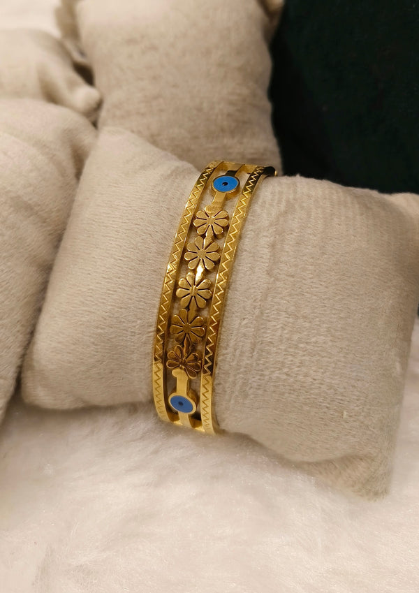 Evil Eye Floral Gold Bangle