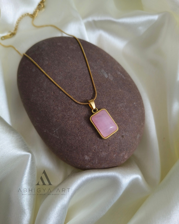 Pink Cabochon Rectangle Pendant