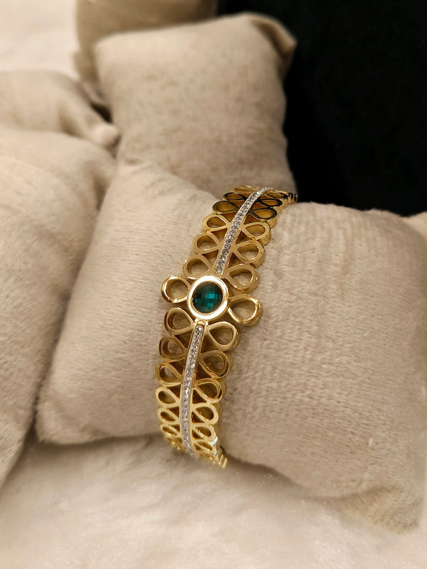Emerald Blossom Filigree Bangle - Abhigya Art