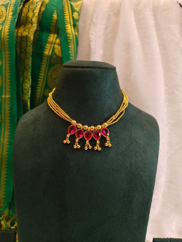 Two-Layer Ruby Drop Necklace