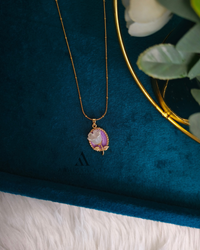 Lilac Oval Floral Pendant - Abhigya Art