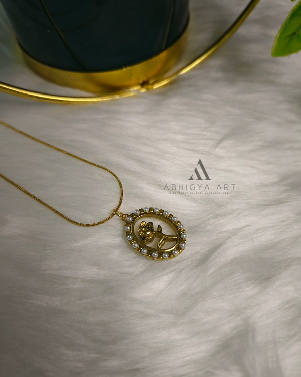 Beaded Halo Round Pendant