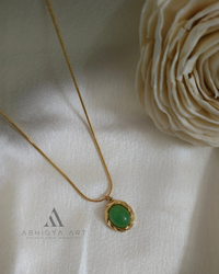 Round Gemstone Pendant (Green & Black) - Abhigya Art