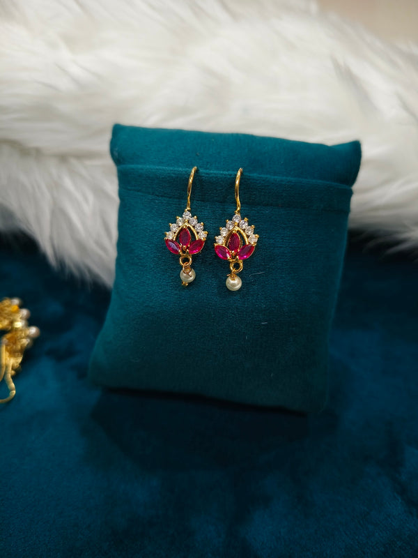 Ruby Petal Pearl Drop Bugadi