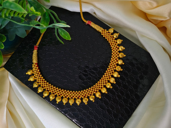 Gold Beaded Drop Necklace