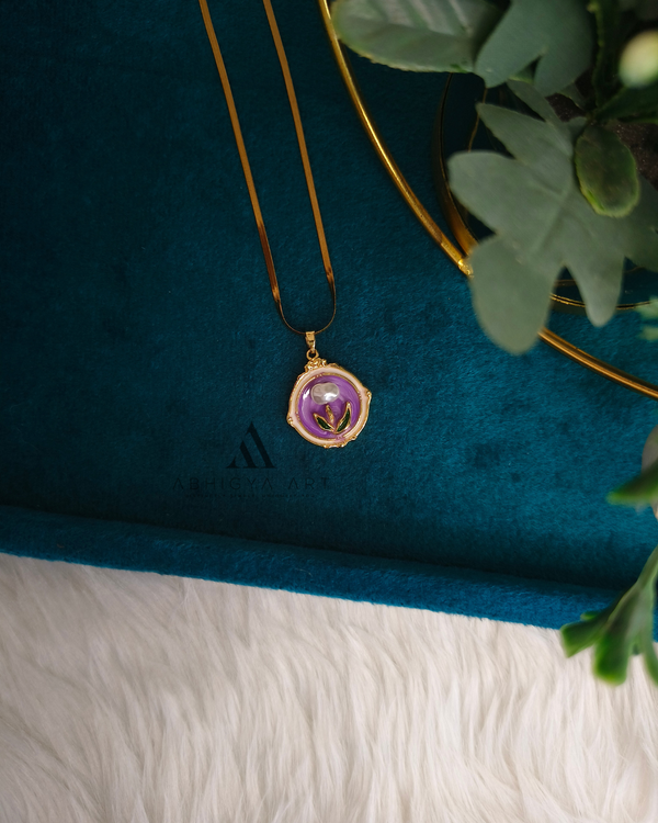 Violet Floral Enamel Pendant
