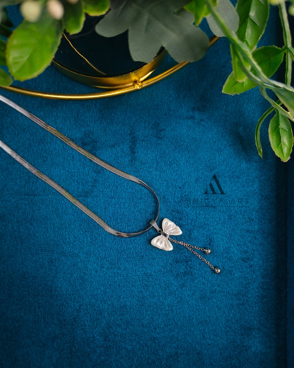 White Butterfly Drop Pendant