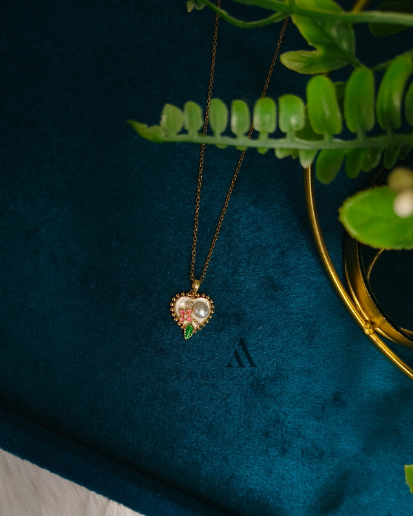 Peach Floral Enamel Pendant