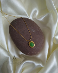 Green Jade Bezel Pendant - Abhigya Art