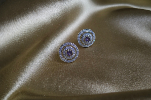 Elegant Round AD Stud Earrings