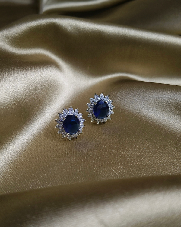 AD Oval Halo Stud Earrings