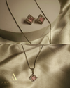 Elegant Square Stone Necklace & Stud Earrings Set