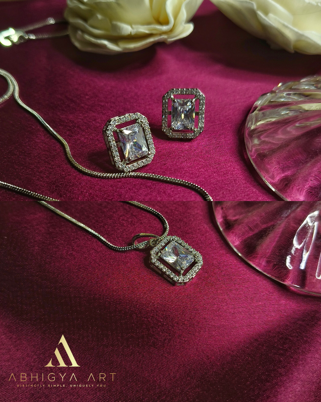 Classic AD Earrings & Pendant Set – Available in Multiple Colors